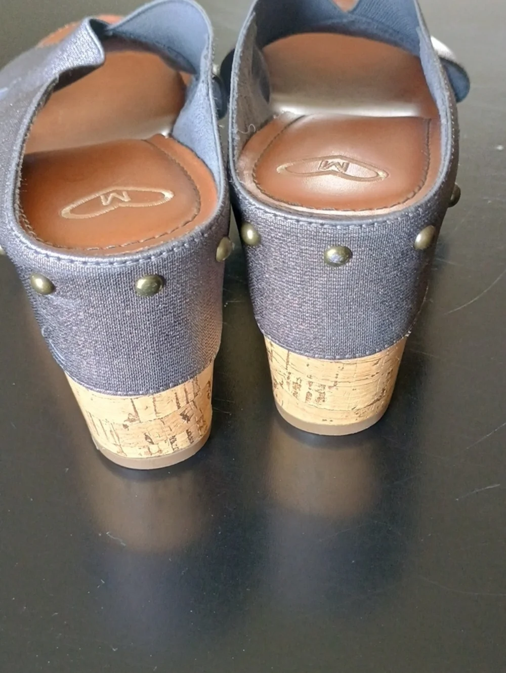Madeline Gray Crisscross Cork Wedge Sandals